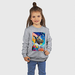 Свитшот хлопковый детский Инопланетная носорожка - фантазия, цвет: меланж — фото 2