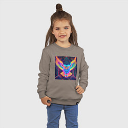 Свитшот хлопковый детский Неоновая сова, цвет: утренний латте — фото 2