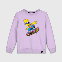 Свитшот хлопковый детский Bart Simpson on a skateboard - extreme, цвет: лаванда