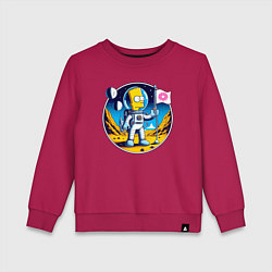 Свитшот хлопковый детский Космонавт Барт Симпсон на другой планете, цвет: маджента