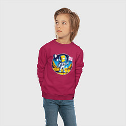 Свитшот хлопковый детский Космонавт Барт Симпсон на другой планете, цвет: маджента — фото 2