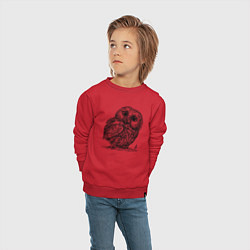 Свитшот хлопковый детский Совёнок гравюра, цвет: красный — фото 2