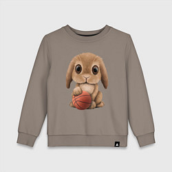 Свитшот хлопковый детский Кролик баскетболист, цвет: утренний латте