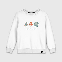 Свитшот хлопковый детский Happy winter and New Year, цвет: белый