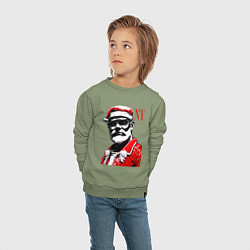 Свитшот хлопковый детский Cool Santa - portrait, цвет: авокадо — фото 2