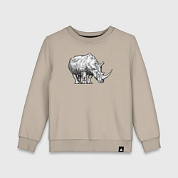 Свитшот хлопковый детский Носорог большой, цвет: миндальный