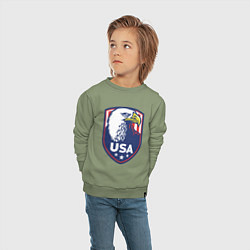 Свитшот хлопковый детский Орёл США, цвет: авокадо — фото 2