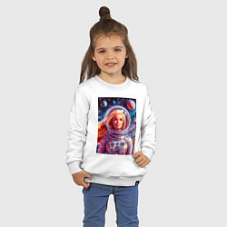 Свитшот хлопковый детский Красавица Барби в космосе - нейросеть, цвет: белый — фото 2