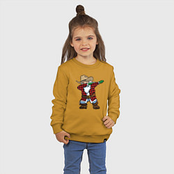 Свитшот хлопковый детский Санта ковбой, цвет: горчичный — фото 2