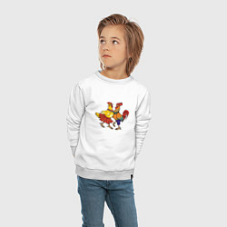 Свитшот хлопковый детский Куриный танец, цвет: белый — фото 2