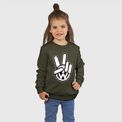 Свитшот хлопковый детский Volkswagen peace, цвет: хаки — фото 2