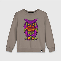 Свитшот хлопковый детский Purple owl, цвет: утренний латте