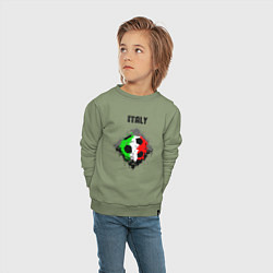 Свитшот хлопковый детский Команда Италии, цвет: авокадо — фото 2