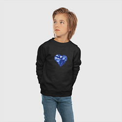 Свитшот хлопковый детский Синее алмазное сердце, цвет: черный — фото 2