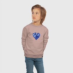Свитшот хлопковый детский Синее алмазное сердце, цвет: пыльно-розовый — фото 2