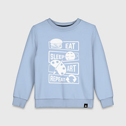 Свитшот хлопковый детский Еда сон искусство, цвет: мягкое небо
