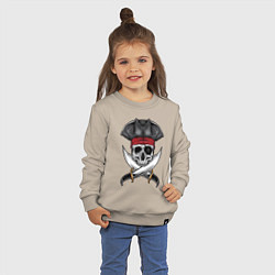 Свитшот хлопковый детский Одноглазый роджер, цвет: миндальный — фото 2