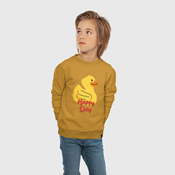 Свитшот хлопковый детский Жёлтая резиновая уточка - счастливый день, цвет: горчичный — фото 2