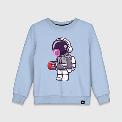 Свитшот хлопковый детский Космонавт со скейтом, цвет: мягкое небо