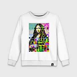 Свитшот хлопковый детский Mona Lisa - mosaic pop art, цвет: белый