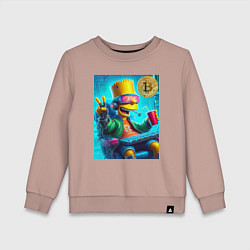 Свитшот хлопковый детский Барт Симпсон владелец биткоина, цвет: пыльно-розовый