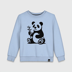 Свитшот хлопковый детский Сидящая панда с бамбуком в лапе, цвет: мягкое небо