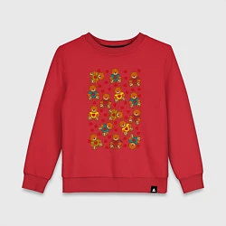 Свитшот хлопковый детский Мишки в цветных свитерах и сердечки, цвет: красный