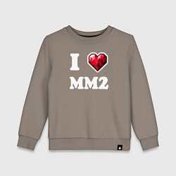 Свитшот хлопковый детский Я люблю мм2 Роблокс - I heart mm2 Roblox, цвет: утренний латте