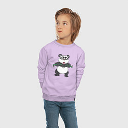 Свитшот хлопковый детский Панда с нунчаками, цвет: лаванда — фото 2
