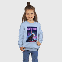 Свитшот хлопковый детский Cyber bull terrier - esports, цвет: мягкое небо — фото 2