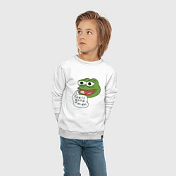 Свитшот хлопковый детский Pepe feels good man, цвет: белый — фото 2