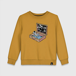 Свитшот хлопковый детский Космос в чемодане, цвет: горчичный