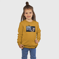 Свитшот хлопковый детский Сон Чжин У, цвет: горчичный — фото 2