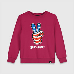 Свитшот хлопковый детский USA peace, цвет: маджента