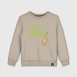 Свитшот хлопковый детский Жизнь это сад, цвет: миндальный