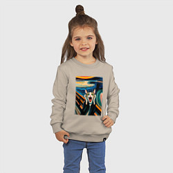 Свитшот хлопковый детский Крик кота - пародия нейросети, цвет: миндальный — фото 2