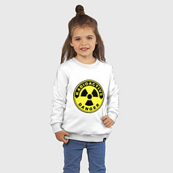 Свитшот хлопковый детский Danger radiation sign, цвет: белый — фото 2