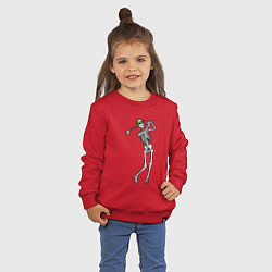 Свитшот хлопковый детский Golfing skeleton, цвет: красный — фото 2