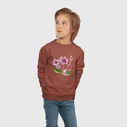 Свитшот хлопковый детский Яркий цветок с жемчугом, цвет: кирпичный — фото 2