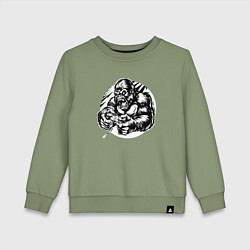 Свитшот хлопковый детский Горилла геймер, цвет: авокадо