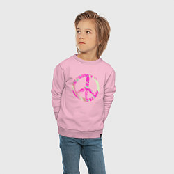 Свитшот хлопковый детский Pink peace, цвет: светло-розовый — фото 2