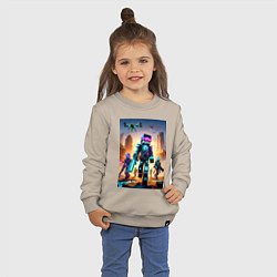 Свитшот хлопковый детский Minecraft - cyberpunk ai art fantasy, цвет: миндальный — фото 2