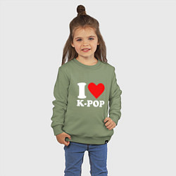 Свитшот хлопковый детский Я люблю k-pop, цвет: авокадо — фото 2