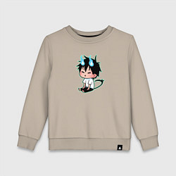Свитшот хлопковый детский Чиби Рин - Синий экзорцист, цвет: миндальный