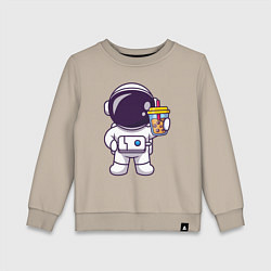 Свитшот хлопковый детский Space drink, цвет: миндальный