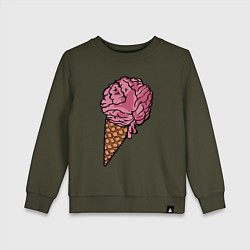 Свитшот хлопковый детский Brain ice cream, цвет: хаки