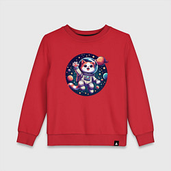 Свитшот хлопковый детский Funny kitten astronaut - ai art, цвет: красный