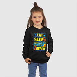 Свитшот хлопковый детский Eat sleep fly, цвет: черный — фото 2