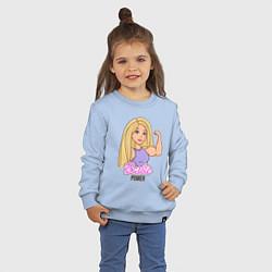 Свитшот хлопковый детский Barbie power, цвет: мягкое небо — фото 2