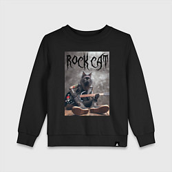 Свитшот хлопковый детский Rock cat - ai art, цвет: черный